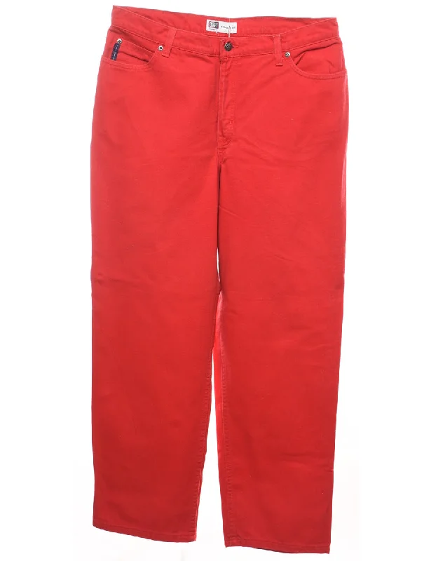 Trendy Looks Bright Red Relaxed Fit Jeans - W36 L30