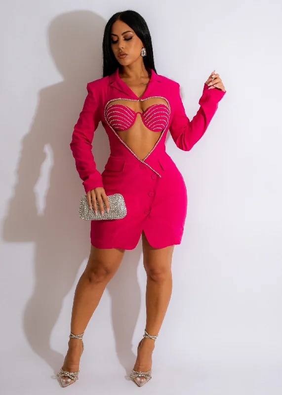 Cozy Fit Wear Meet And Greet Blazer Mini Dress Set Pink