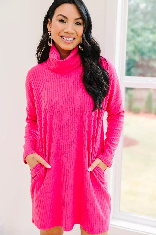 Casual Elegance Just Imagine It Fuchsia Pink Sweater Dress