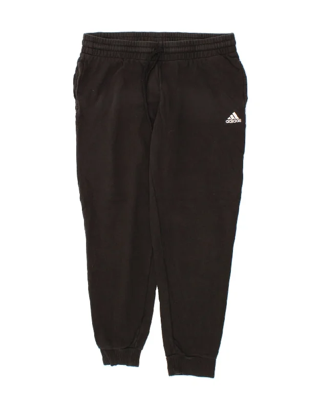 Stylish Ease ADIDAS Womens Graphic Tracksuit Trousers Joggers UK 16 Large Black Cotton