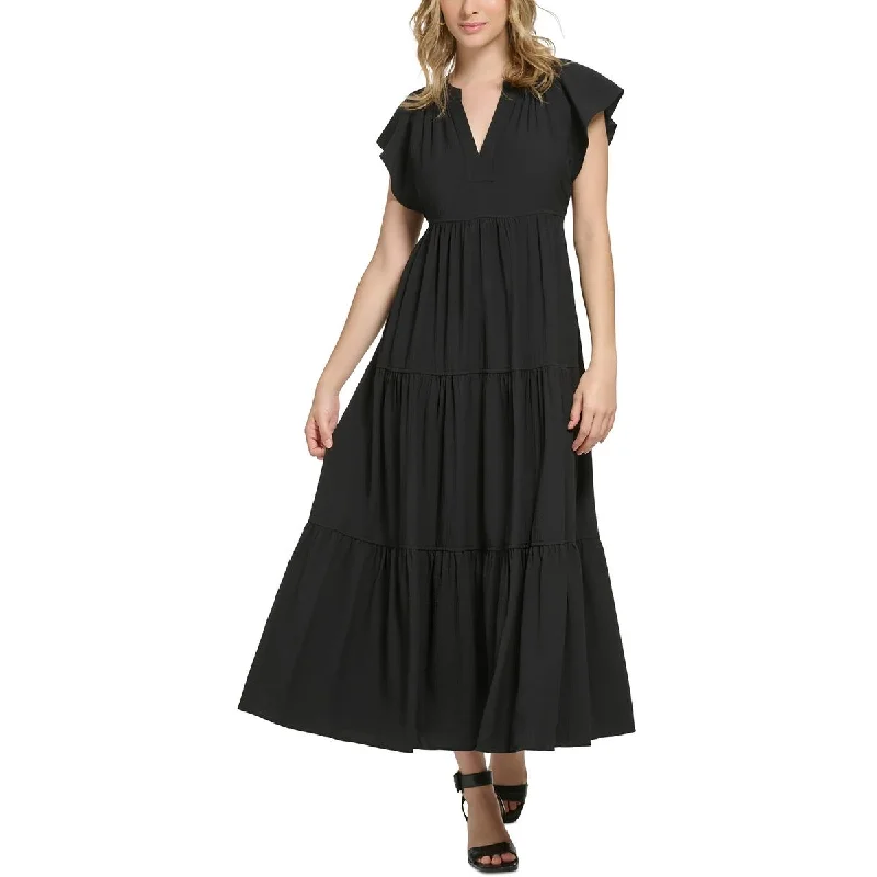 Chic Lounge Calvin Klein Womens Textured Tiered Maxi Dress