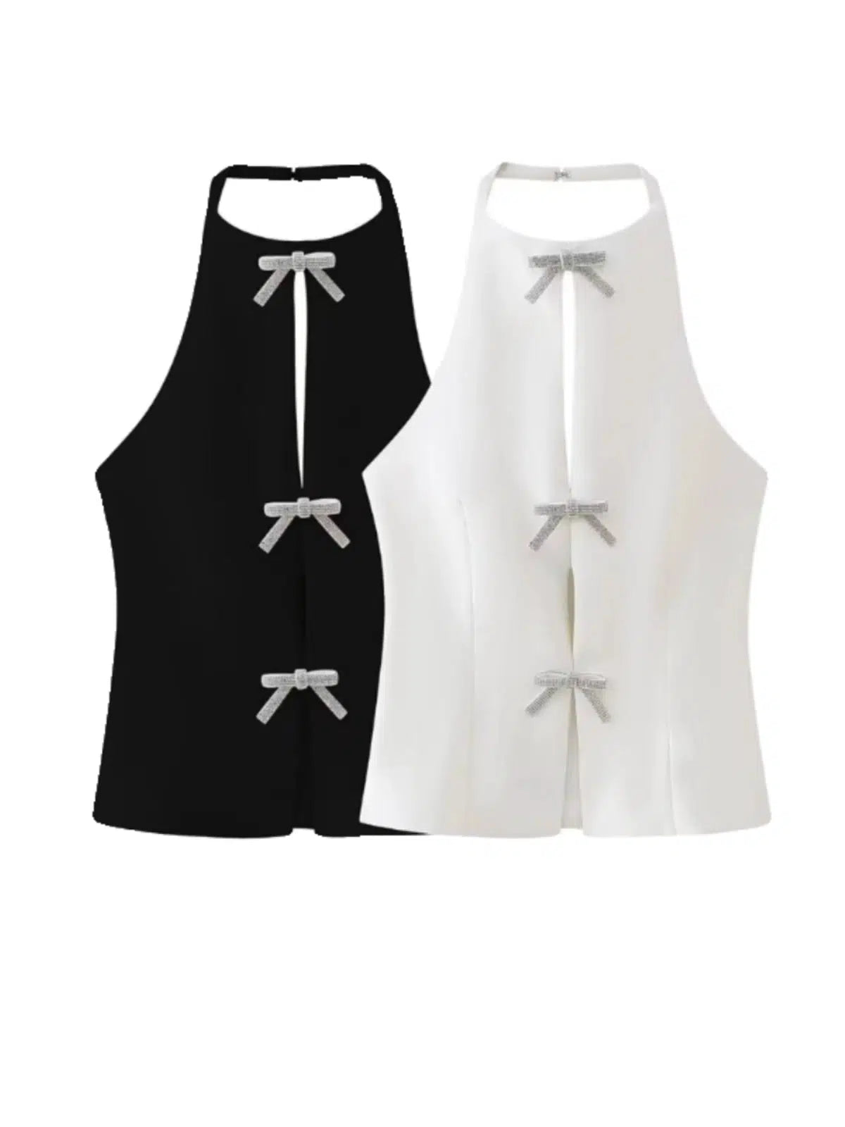 Chic Relaxation Bow Accent Halter Tank Top