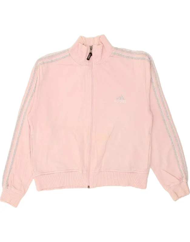 Trends ADIDAS Womens Crop Tracksuit Top Jacket UK 16 Large Pink Cotton