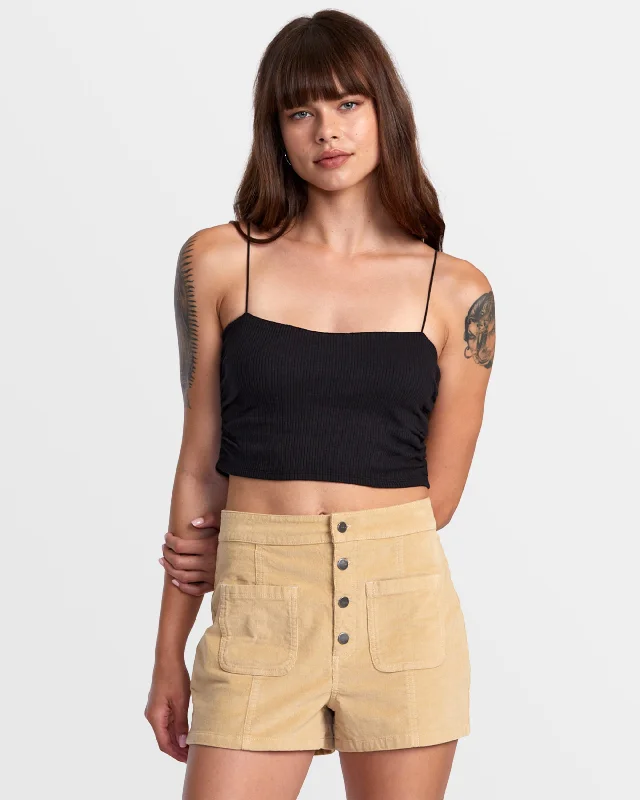 Relaxed Dresses Bardot Denim Shorts - Tan