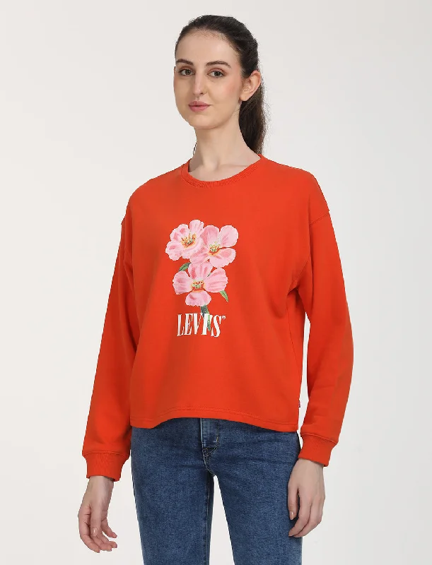 Minimal Comfort Women's Solid Red Crew Neck Sweatshirt