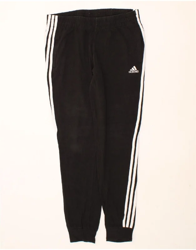 Breathable Comfort ADIDAS Womens Tracksuit Trousers Joggers UK 14 Medium Black Cotton