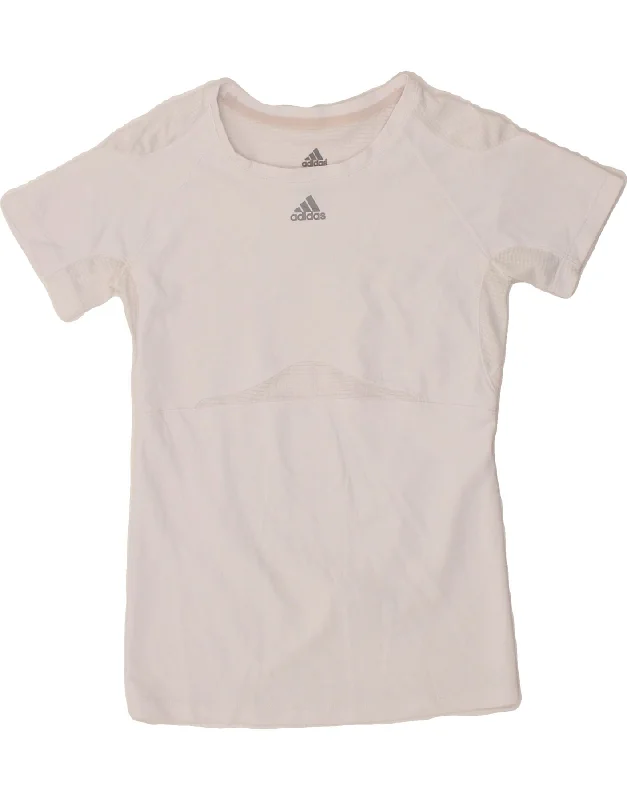 Smart Casuals ADIDAS Womens T-Shirt Top UK 6 XS  White Polyester