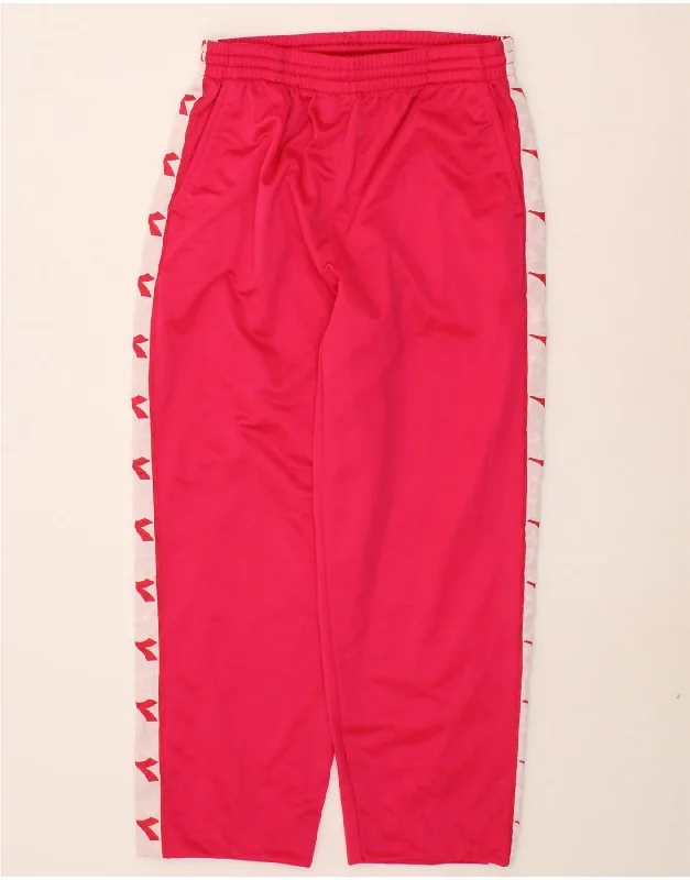 Modern Chic DIADORA Womens Graphic Tracksuit Trousers IT 46 Large Pink Polyester