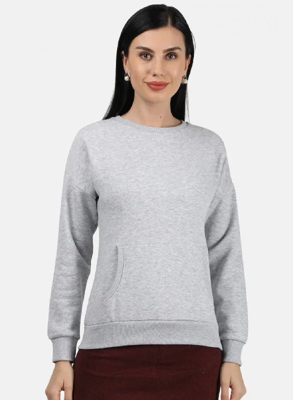 Fashion Must-have Women Grey Plain Sweatshirt