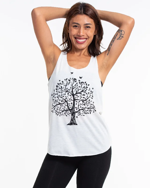Elegant Comfort Womens Tree Tank Top in White