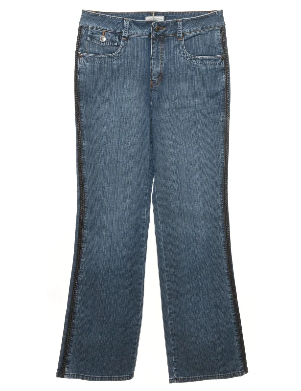 Sporty Elegance High Waist Medium Wash Bootcut Jeans - W31 L30