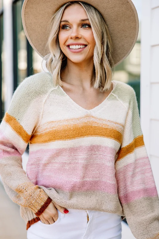 Daily Comfort Good Days Ahead Mustard Yellow Striped Sweater