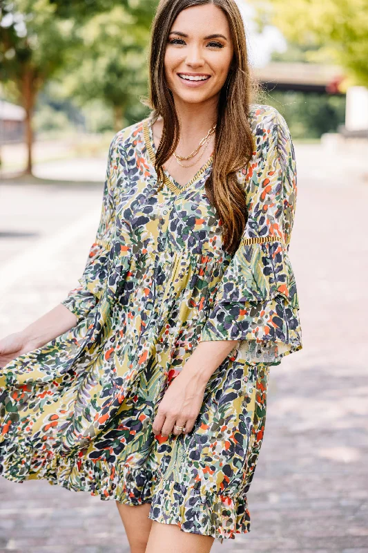 Chic Outfits Just You Wait Moss Green Bell Sleeve Dress