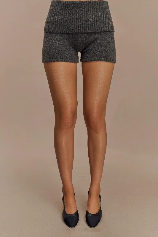 Fashion Comfort Aubrey Knit Shorts - Charcoal Marle