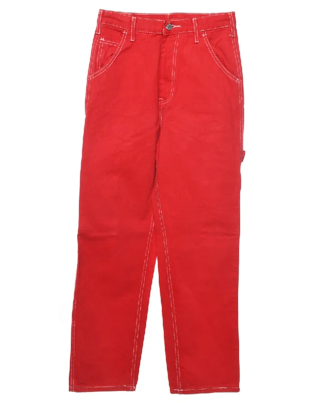Soft Fabrics Red Y2K Cargo Jeans - W26 L32