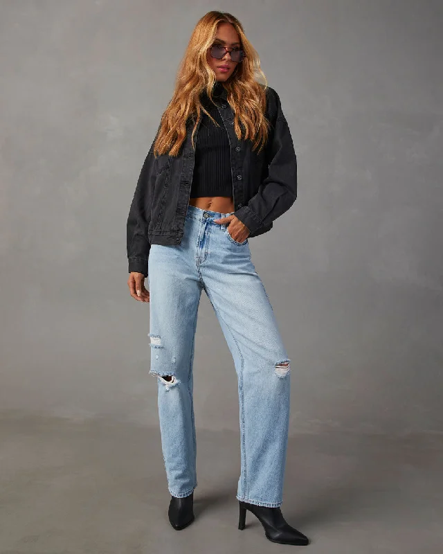 Casual Chic Sadine Distressed High Rise Straight Jeans