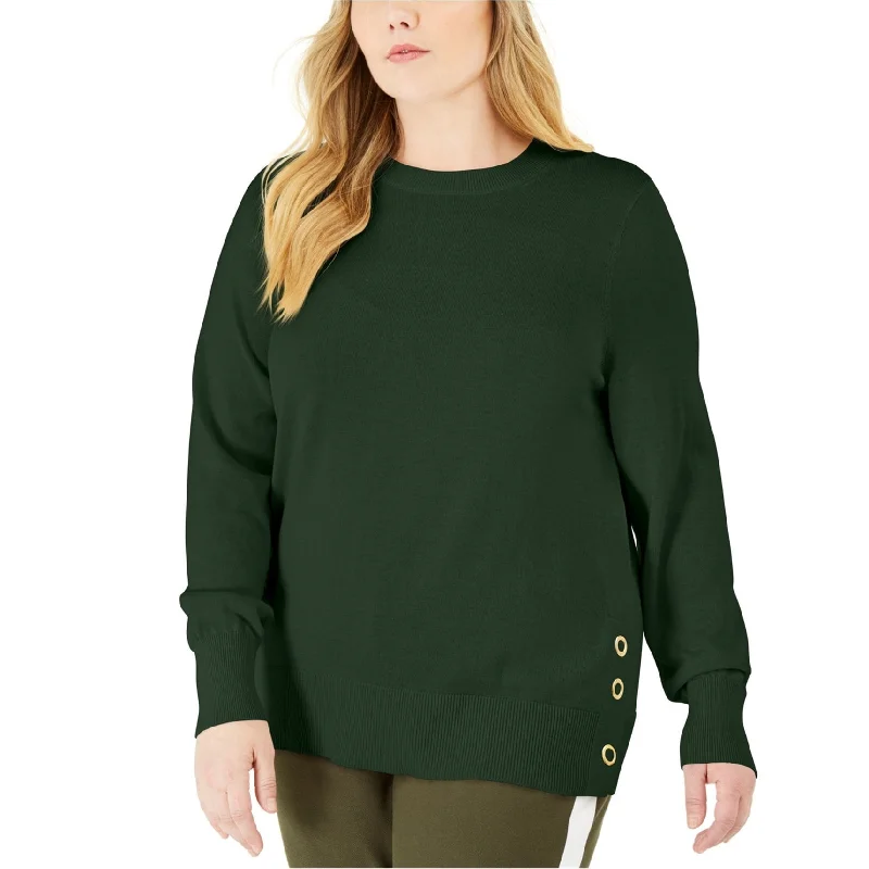 Cozy Layers Michael Kors Womens Side Hem Snap Pullover Sweater, Green, 0X