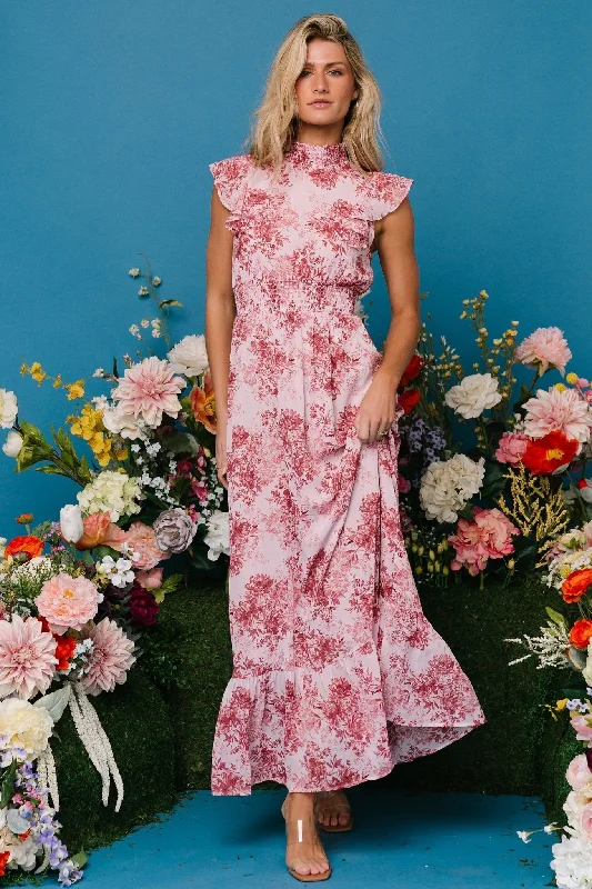 Comfortable Outfits Kearny Ruffle Maxi Dress | Pink Floral