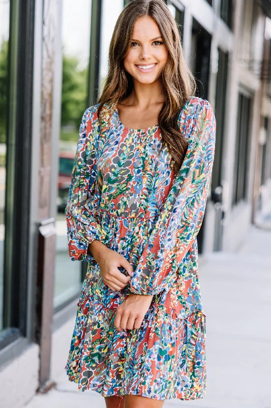 Fashionable Ease Just You Wait Rust Orange Tiered Dress