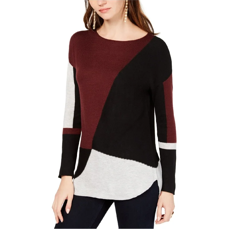 Fresh Comfort I-N-C Womens Colorblocked Shirttail Pullover Sweater, Multicoloured, Large