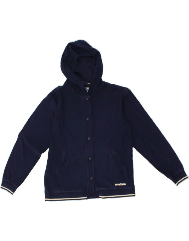 Effortless Elegance ASICS Womens Hooded Tracksuit Top Jacket UK 10 Small Navy Blue