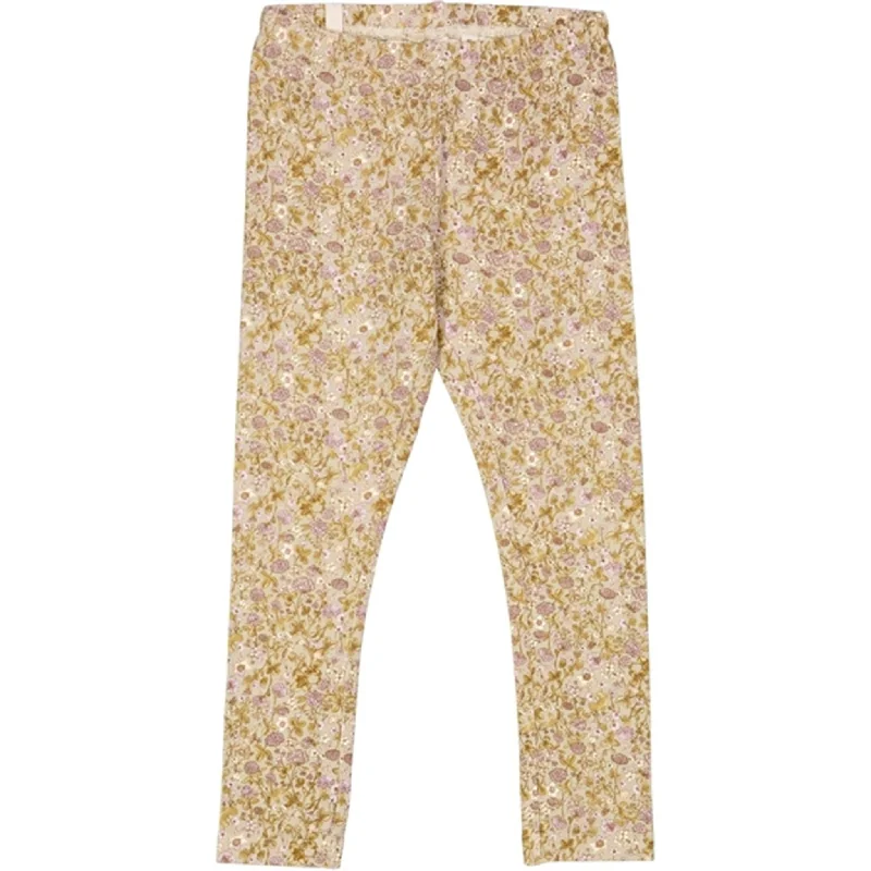 Elegant Comfort Wheat Fossil Flowers Jersey Leggings