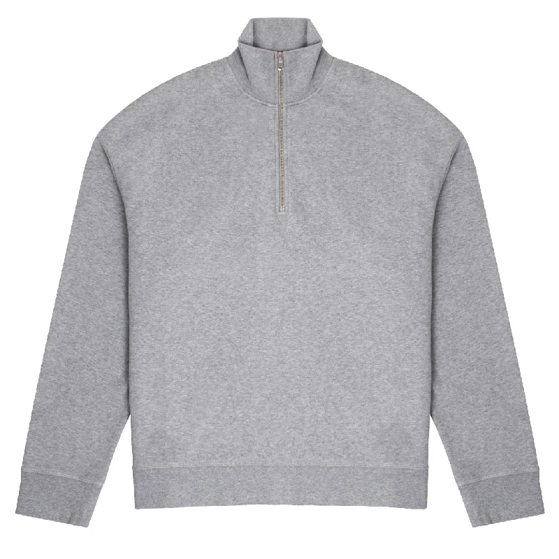 Soft Textures Sunspel Womens Half Zip Loopback Sweatshirt Grey Melange