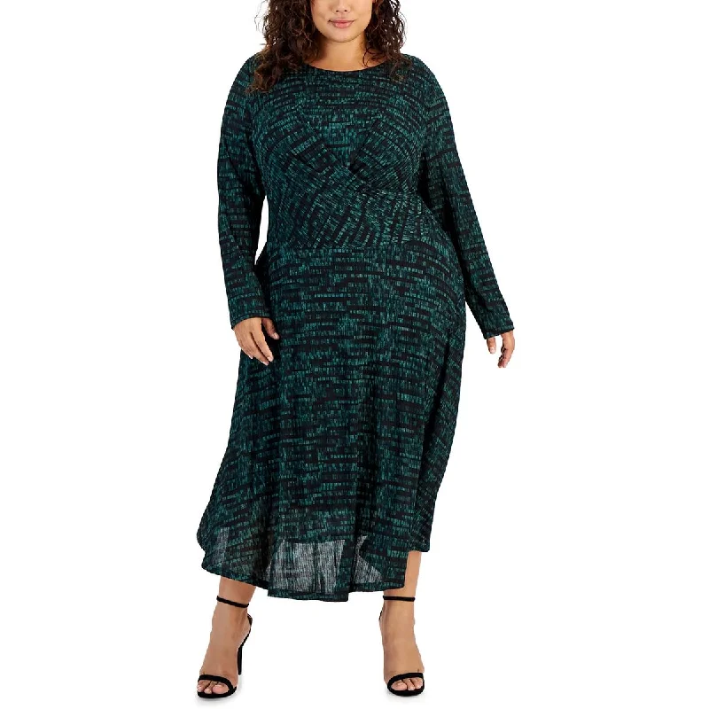Easy Fashion Calvin Klein Womens Plus Crossover Long Maxi Dress