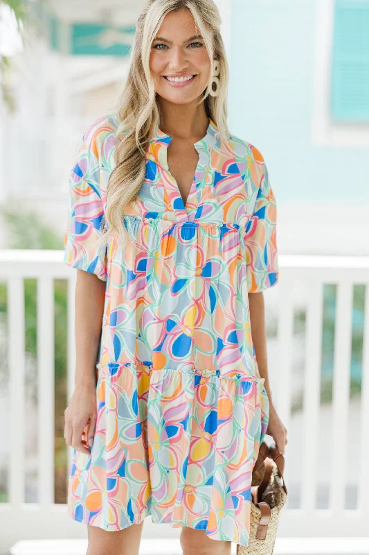 Everyday Comfort Fully Convinced Blue Abstract Babydoll Dress