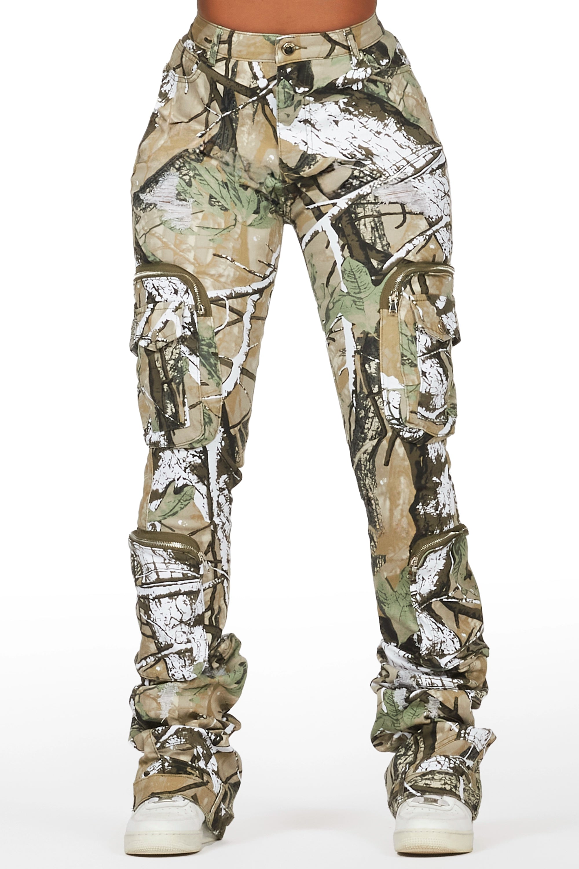 Chic Lounge Alisson Tree Camo Cargo Super Stacked Jean