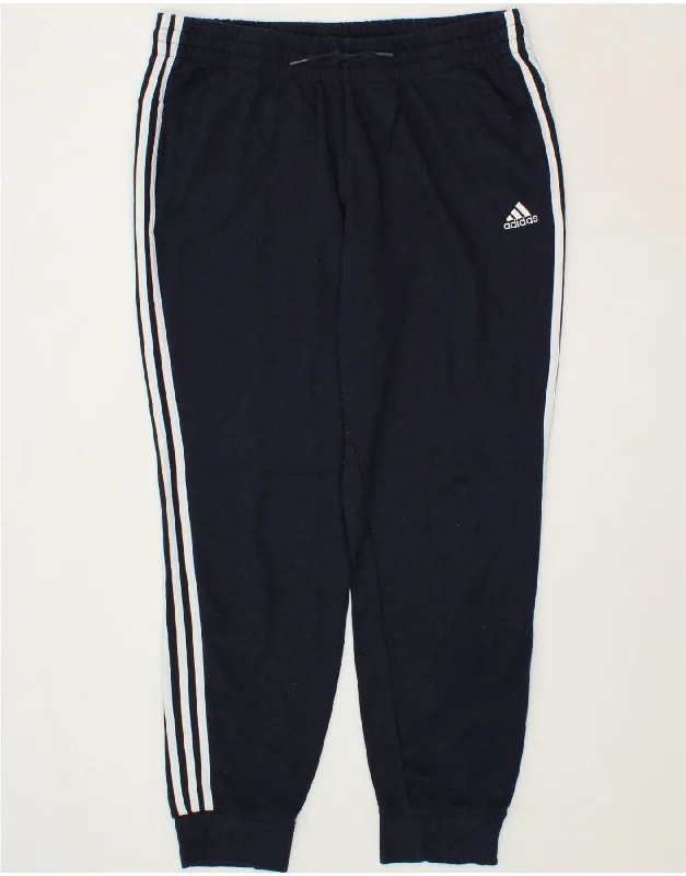 Effortless Dressing ADIDAS Womens Tracksuit Trousers Joggers UK 20/22 XL Navy Blue Cotton
