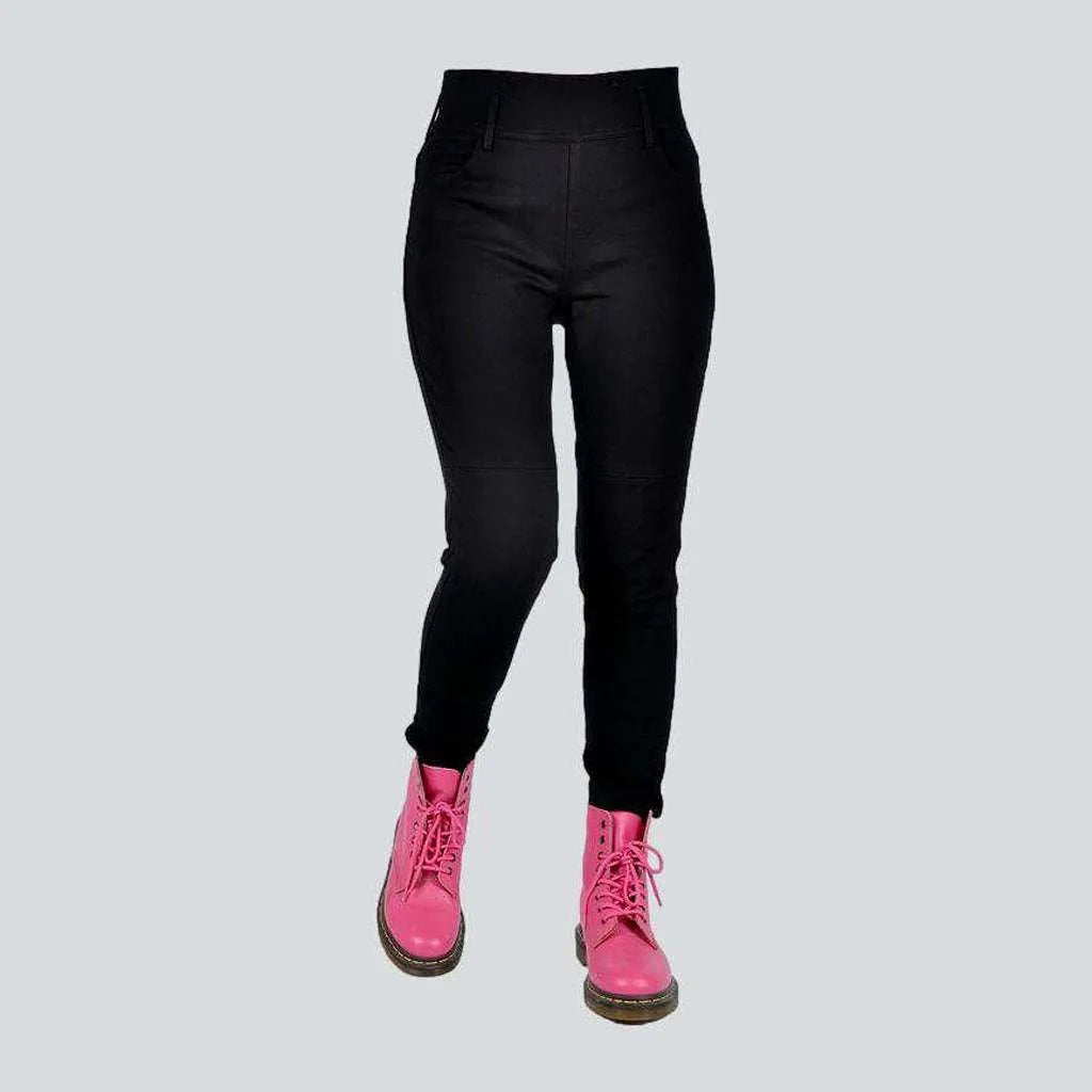 Easy Chic Biker high-waist denim pants for ladies