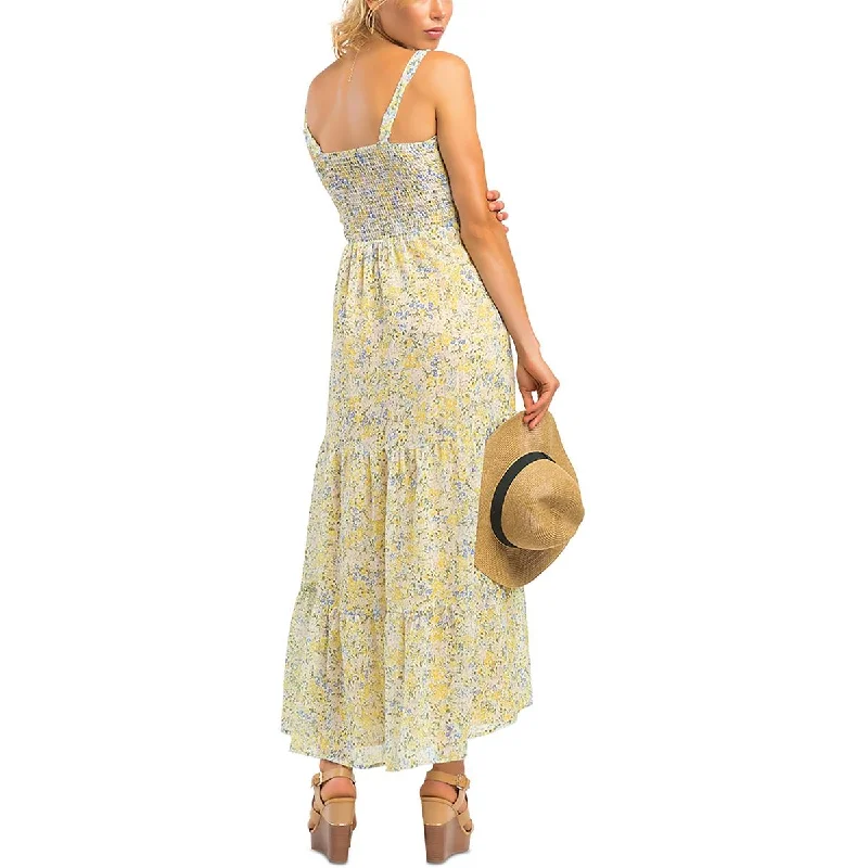 Light Comfort Black Tape_ Womens Long Smocked Maxi Dress