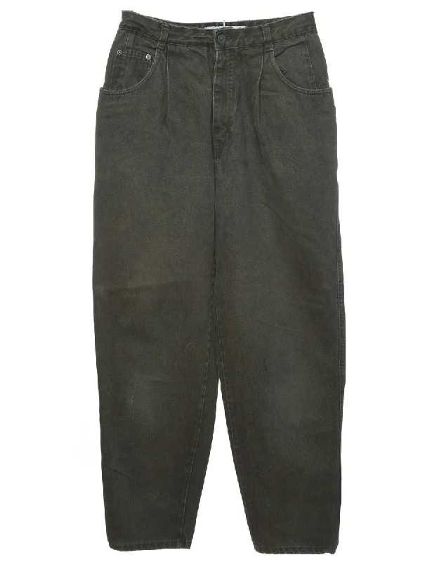 Everyday Style Dark Green High Waist Tapered Jeans - W26 L27