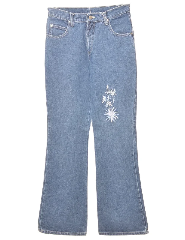 Simple Style Embroidered Bootcut Jeans - W28 L31