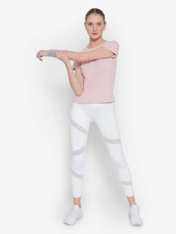 Chic Outfits JUMP USA Petal Pink Yoga Women Solid Rapid Dry Cut Out Sustainable T-Shirt
