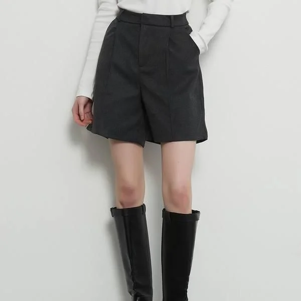 Light Comfort High Waist Grey Knee-Length Shorts with Pockets for Women