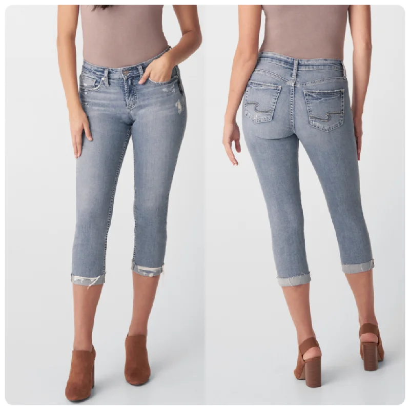 Simple Elegance Silver Suki Mid Rise Capri