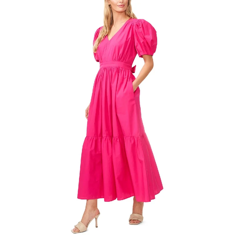 All-Day Wear CeCe Womens Puff Sleeve Long Maxi Dress