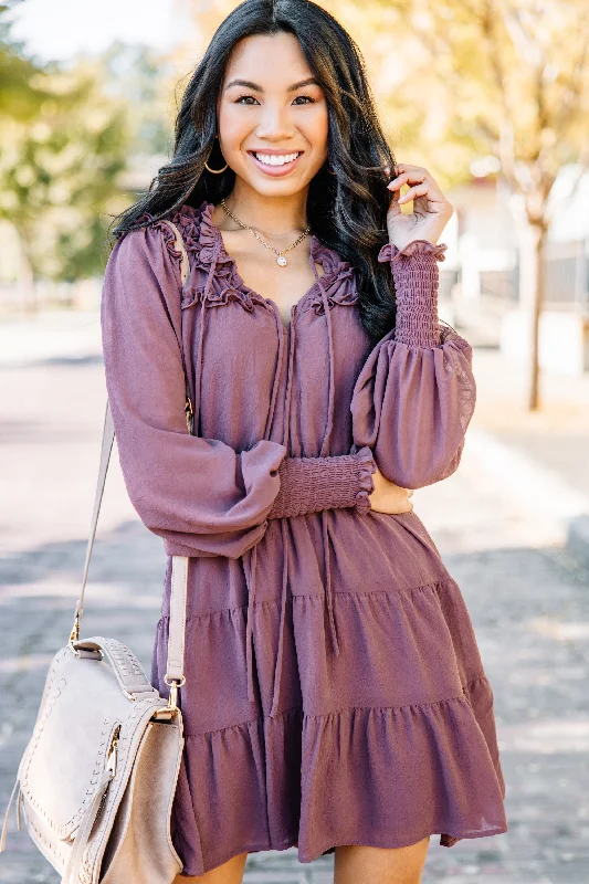 Smart Comfort On The Up And Up Mauve Pink Tiered Dress