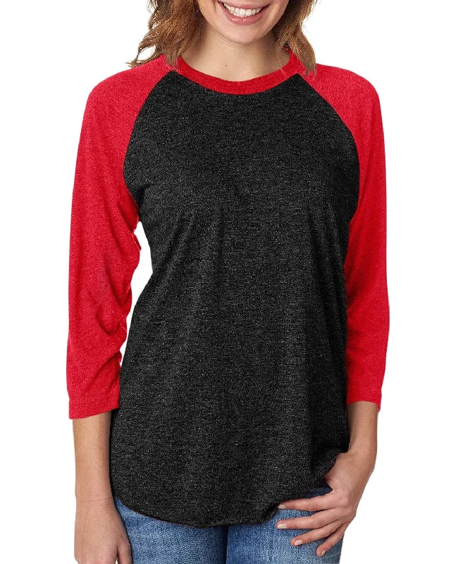 Cozy Outfit Next Level Unisex Triblend 3/4-Sleeve Raglan Tee | Vin Red/ Vin Blk