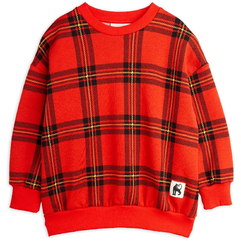 British Style Mini Rodini Red Check Aop Sweatshirt