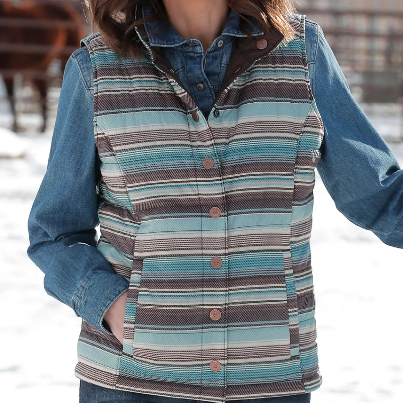 Sporty Elegance Cinch Women's Brown & Teal Reversible Vest