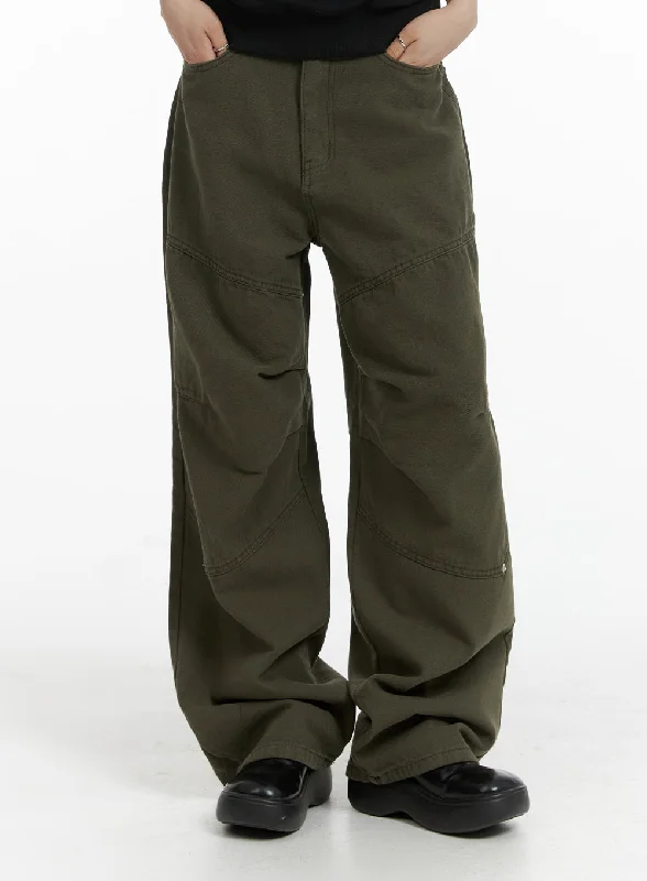 Easy Chic Dark Grunge Pintuck Stud Wide Leg Pants CF428