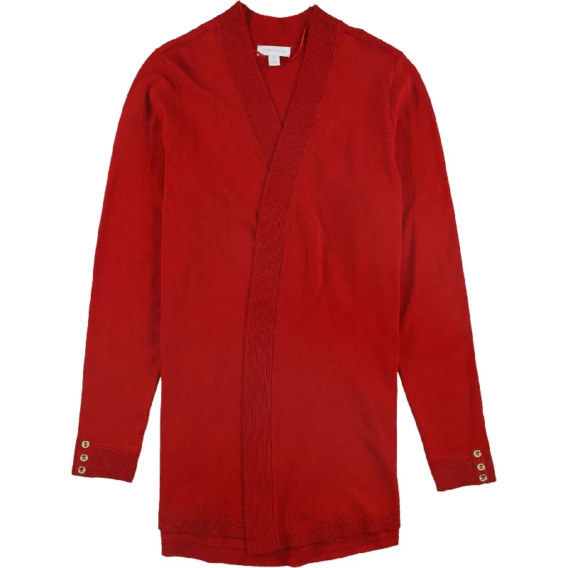 Advanced Design Charter Club Womens Ribbed Trim Cardigan Sweater, Red, 3X
