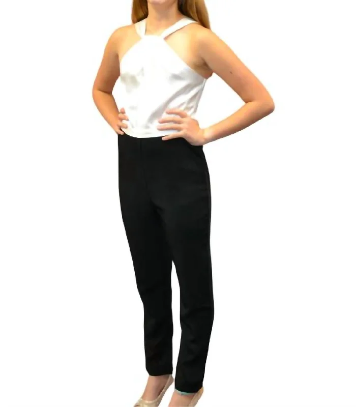 Exquisite Craftsmanship Priscilla Halter Top Twofer Jumpsuit In Black & White