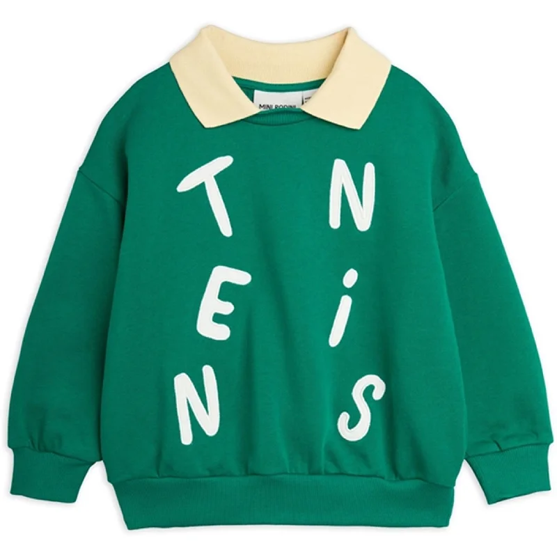 Stylish Comfort Mini Rodini Green Tennis Application Collar Sweatshirt