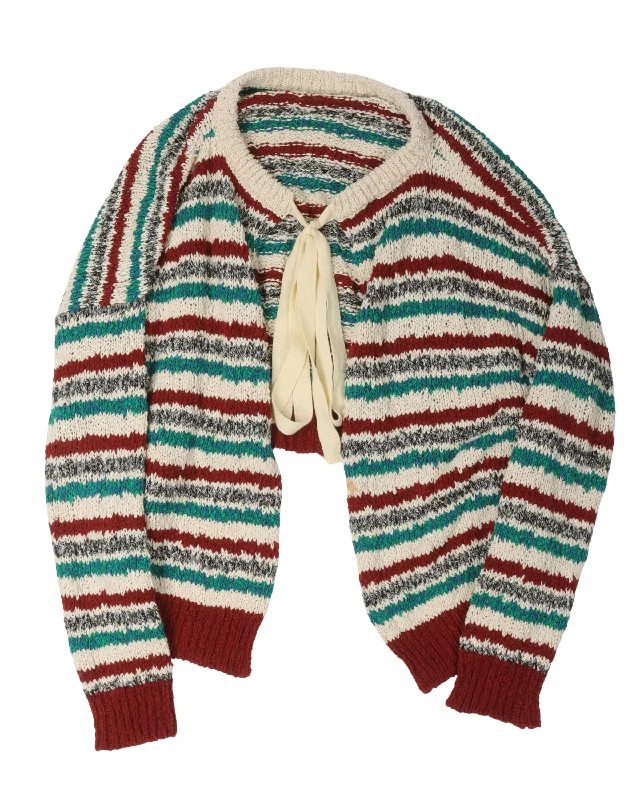 Sporty Elegance Cropped Tie Cardigan