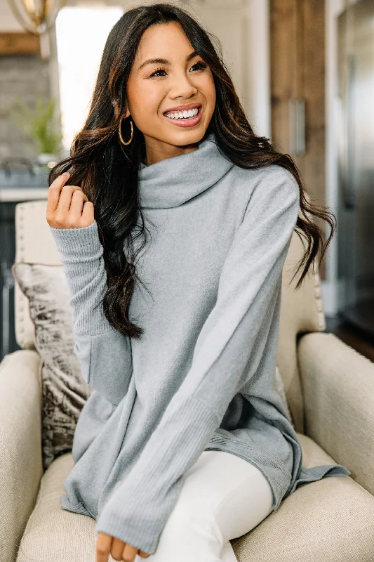 Breezy Style Special Moments Heather Gray Cowl Neck Tunic