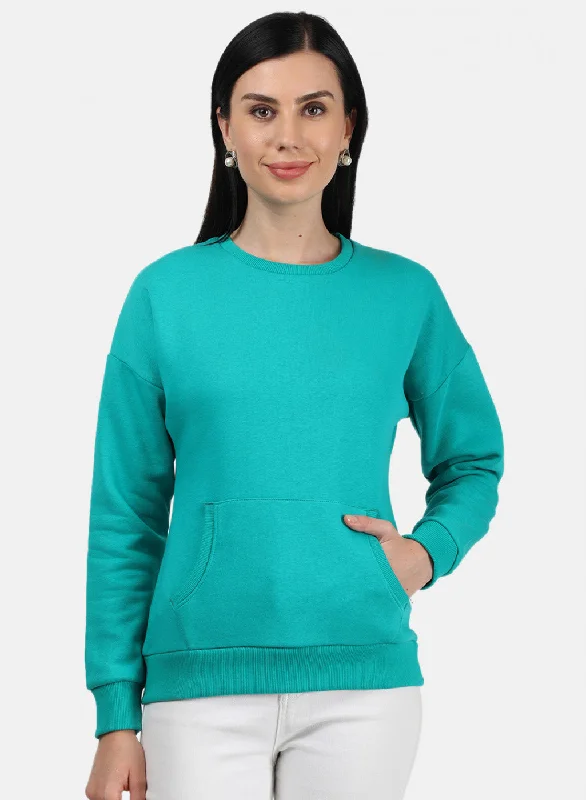 Fashion Comfort Women Green Plain Sweatshirt